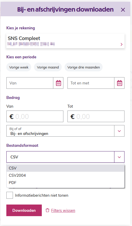 Je rekeningoverzicht in Mijn SNS - SNS Bank